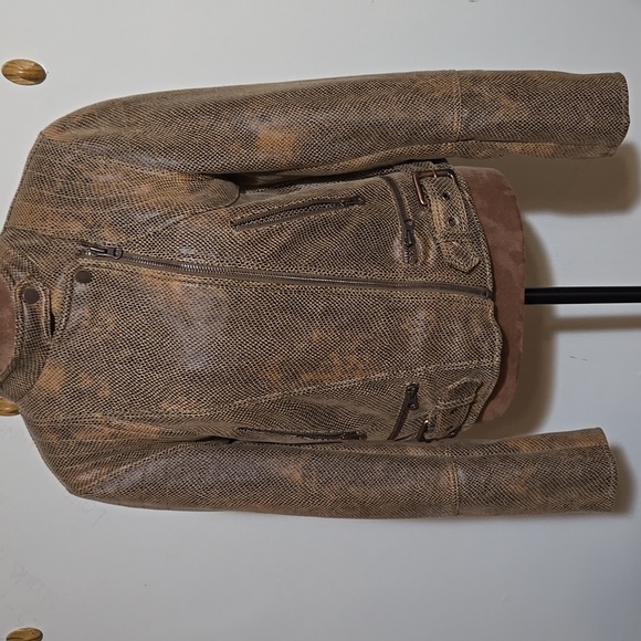 We The Free Jackets & Blazers - C24 Free People Snakeskin Fenix Vegan Leather Moto Jacket Sz Sm Zipper Details